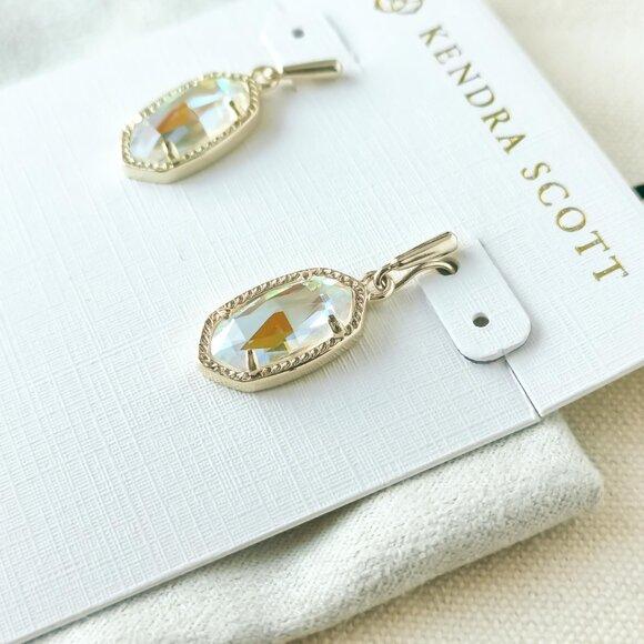 Kendra Scott Drop Earrings - Lee - Dichroic Glass Gold - Picture 2 of 3